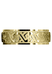 Yellow Gold Contemporary Unique Mens Wedding Band | Sand Blast / High Polish Finish (Jacob)