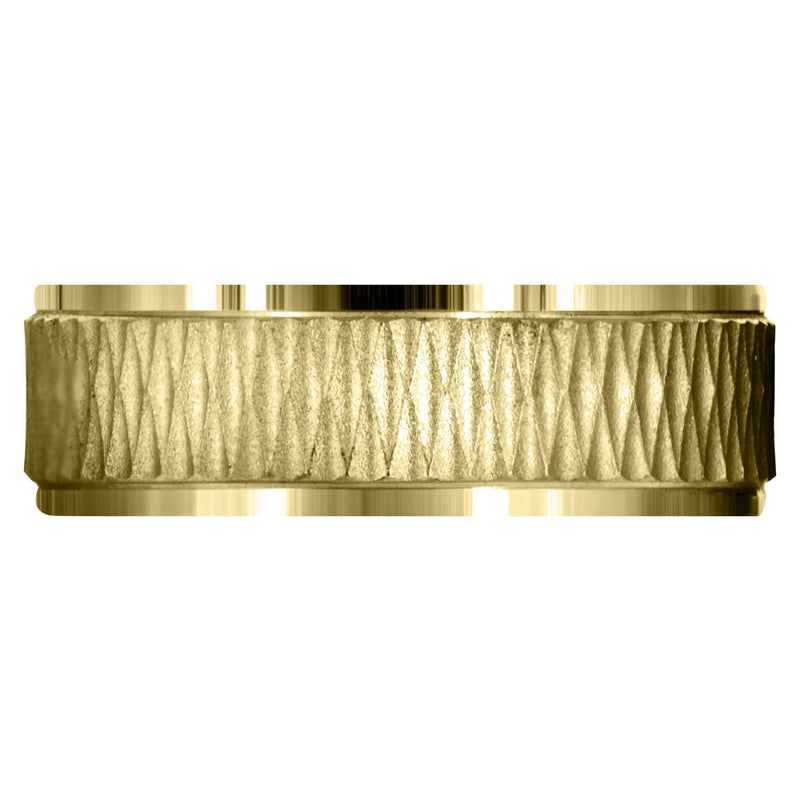 Yellow Gold Fancy Carved Contemporary Mens Wedding Band | Sand Blast / High Polish Finish (Mason)