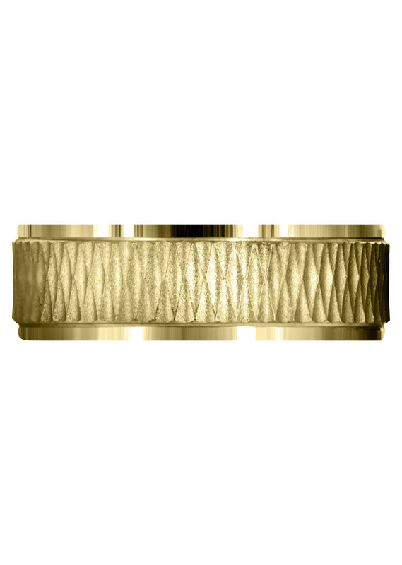 Yellow Gold Fancy Carved Contemporary Mens Wedding Band | Sand Blast / High Polish Finish (Mason)