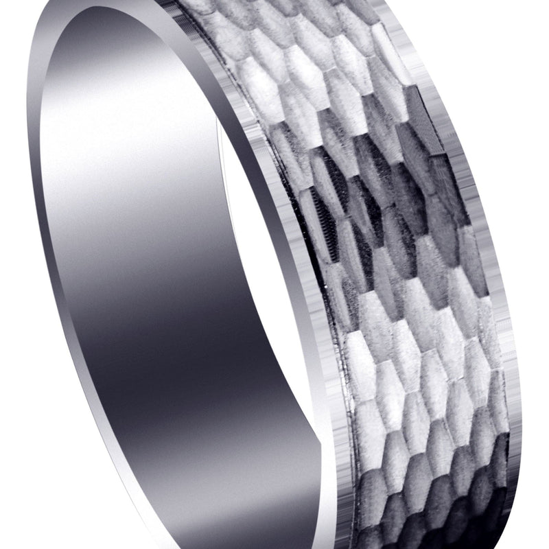 Fancy Carved Contemporary Mens Wedding Band | Satin / High Polish Finish (Owen)