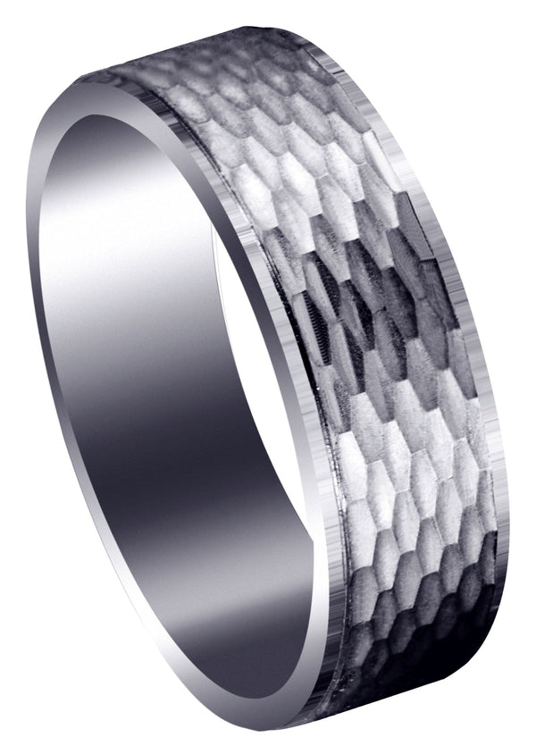 Fancy Carved Contemporary Mens Wedding Band | Satin / High Polish Finish (Owen)