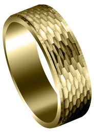 Yellow Gold Fancy Carved Contemporary Mens Wedding Band | Satin / High Polish Finish (Owen)