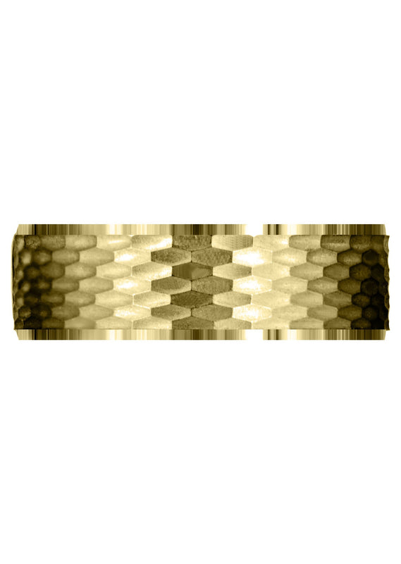 Yellow Gold Fancy Carved Contemporary Mens Wedding Band | Satin / High Polish Finish (Owen)
