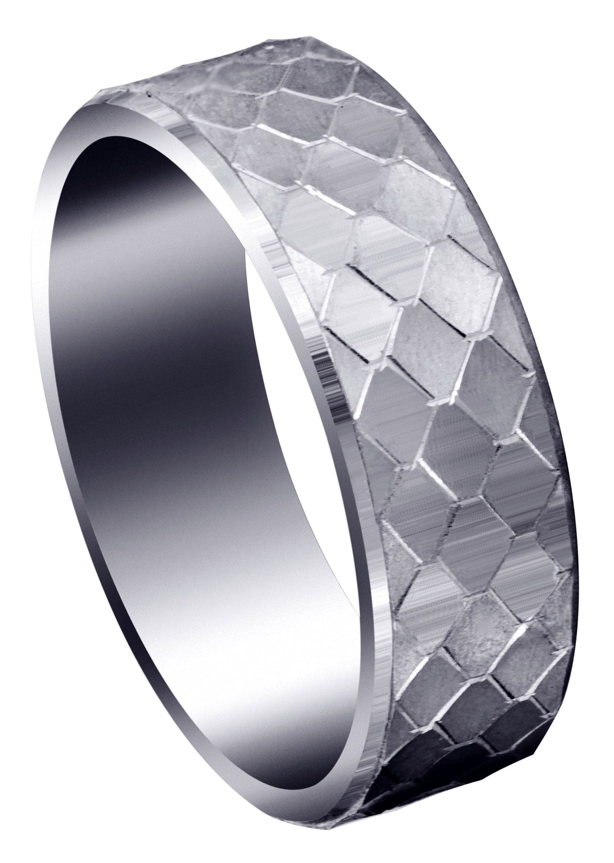 Fancy Carved Contemporary Mens Wedding Band | Satin / High Polish Finish (Sebastian)