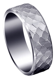 Fancy Carved Contemporary Mens Wedding Band | Satin / High Polish Finish (Sebastian)