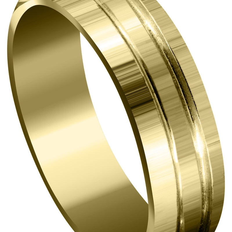 Yellow Gold Carved Celtic Mens Engagement Ring | Wire Matt Finish (Wyatt)