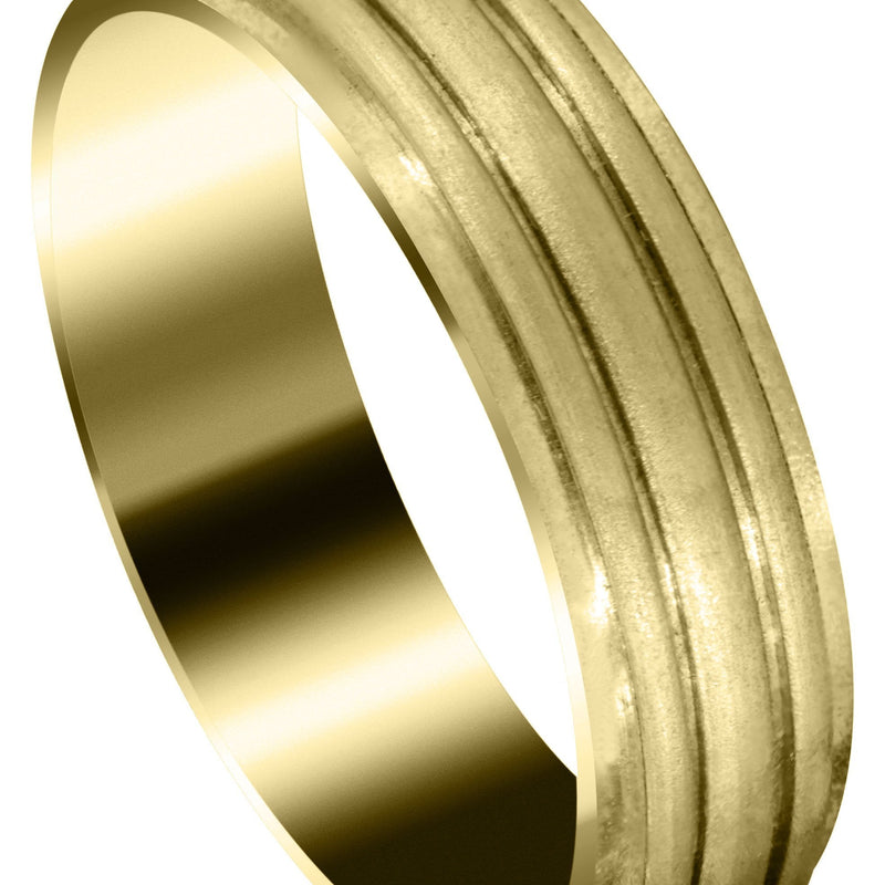Yellow Gold Basic Carved Celtic Mens Wedding Band | Satin Finish (Joshua)
