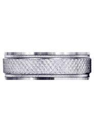 Fancy Carved Contemporary Mens Wedding Band | Diamond Cut Finish (Christopher)