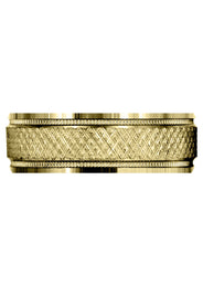 Yellow Gold Fancy Carved Contemporary Mens Wedding Band | Diamond Cut Finish (Christopher)