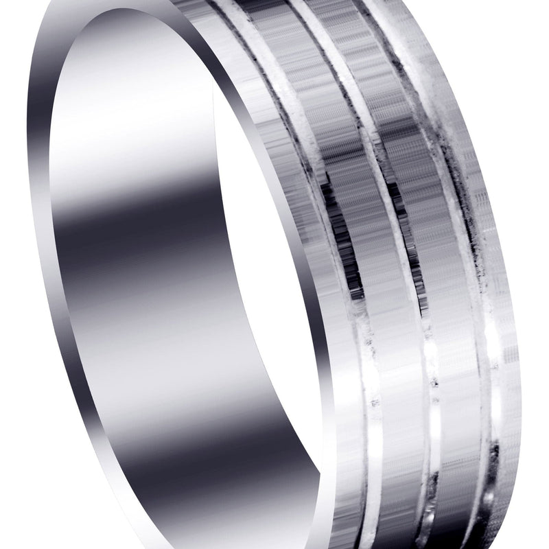 Carved Simple Mens Wedding Band | Satin Finish (Liam)