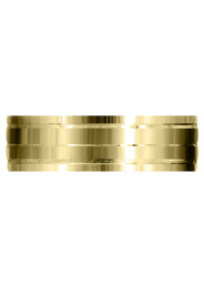 Yellow Gold Carved Simple Mens Wedding Band | Satin Finish (Liam)
