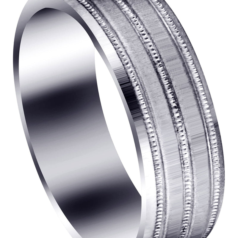Carved Simple Mens Wedding Band | Cross Satin Finish (Noah)