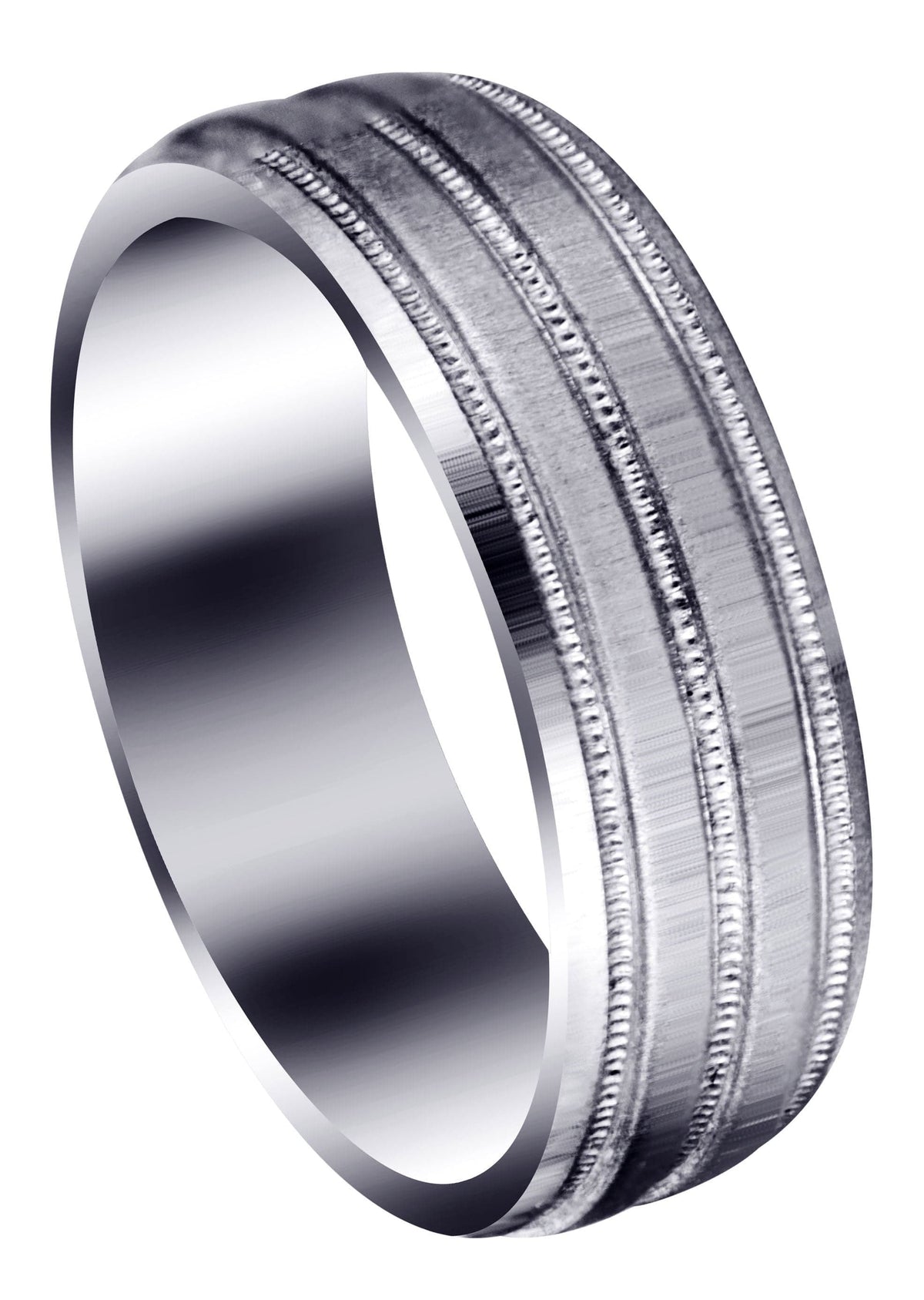 Carved Simple Mens Wedding Band | Cross Satin Finish (Noah)