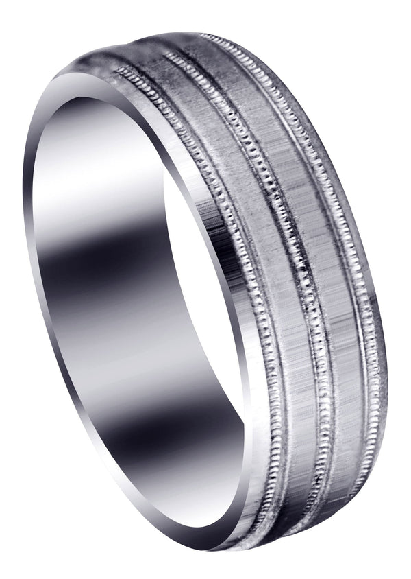Carved Simple Mens Wedding Band | Cross Satin Finish (Noah)