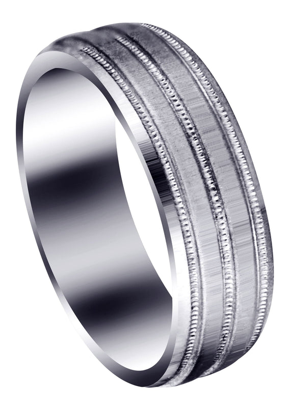 Carved Simple Mens Wedding Band | Cross Satin Finish (Noah)