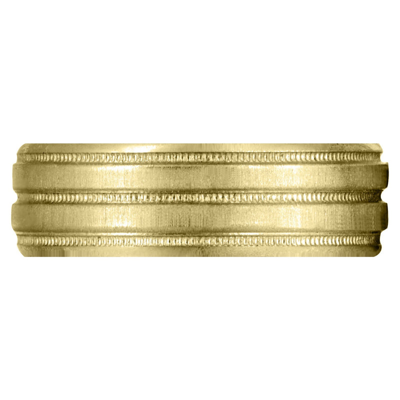 Yellow Gold Carved Simple Mens Wedding Band | Cross Satin Finish (Noah)