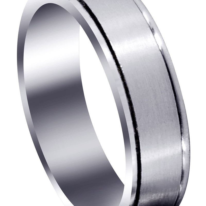 Carved Simple Mens Wedding Band | Satin Finish (Nathan)