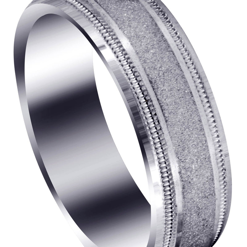 Carved Simple Mens Wedding Band | Stone Finish (Ryan)