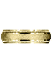 Yellow Gold Carved Simple Mens Wedding Band | Stone Finish (Ryan)