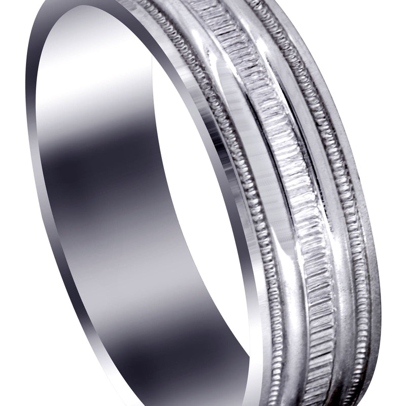 Carved Simple Mens Wedding Band | High Polish Finish (Jack)