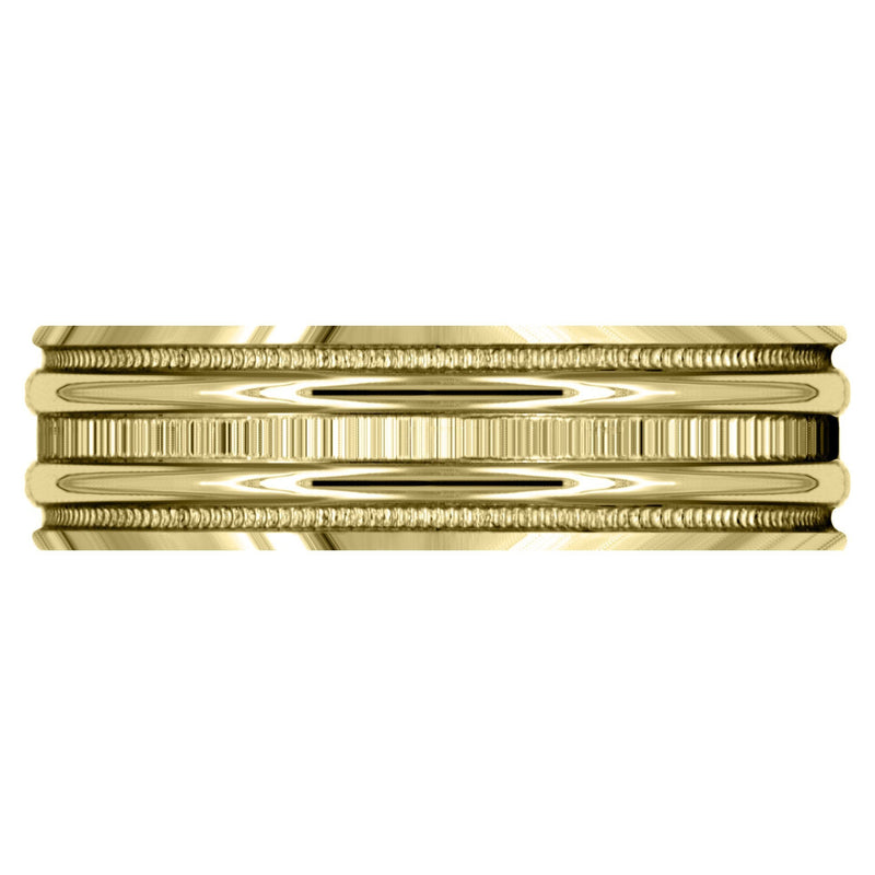 Yellow Gold Carved Simple Mens Wedding Band | High Polish Finish (Jack)