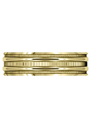 Yellow Gold Carved Simple Mens Wedding Band | High Polish Finish (Jack)