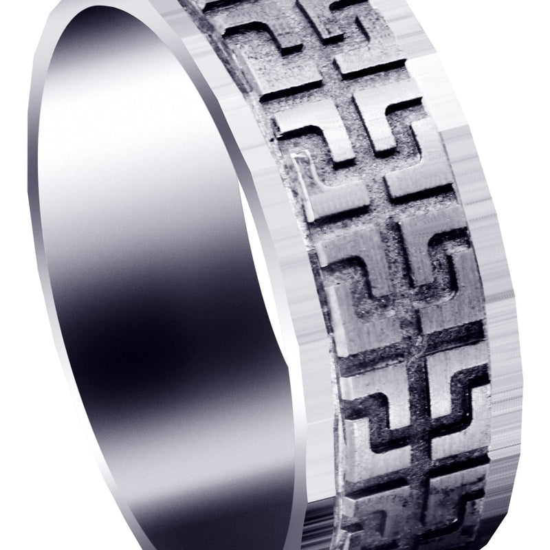 Contemporary Unique Mens Wedding Band | Satin / High Polish Finish (Isaac)