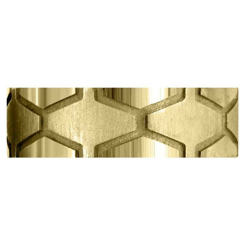 Yellow Gold Fancy Carved Contemporary Mens Wedding Band | High Polish Finish (Andrew)