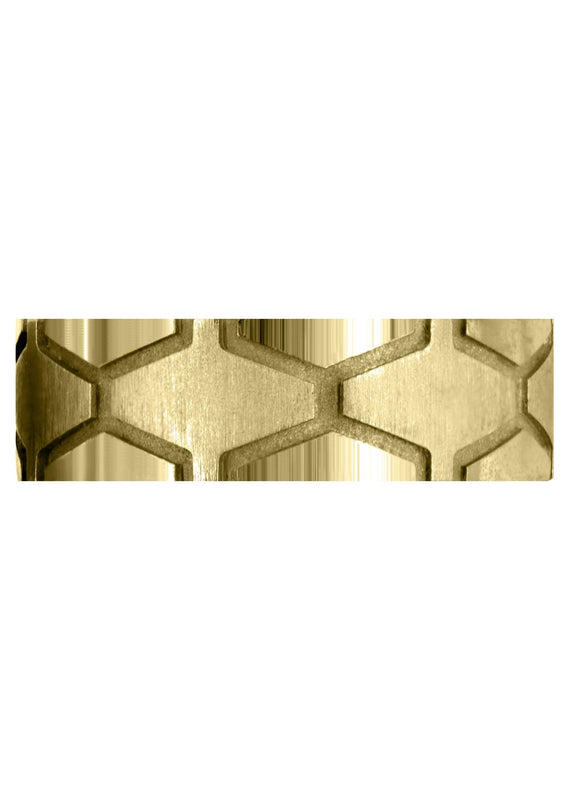Yellow Gold Fancy Carved Contemporary Mens Wedding Band | High Polish Finish (Andrew)