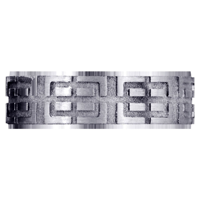 Fancy Carved Contemporary Mens Wedding Band | Satin / High Polish Finish (Henry)