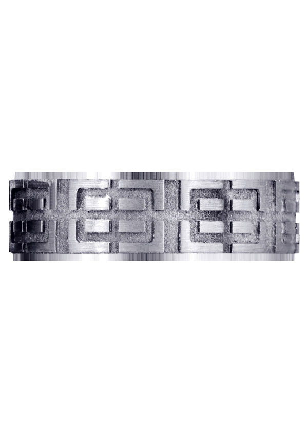 Fancy Carved Contemporary Mens Wedding Band | Satin / High Polish Finish (Henry)