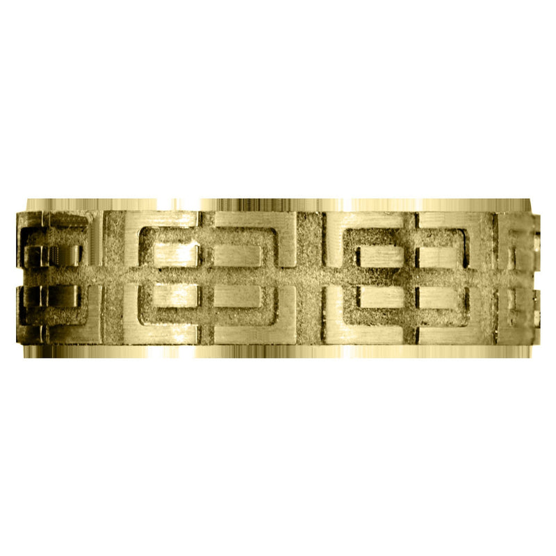 Yellow Gold Fancy Carved Contemporary Mens Wedding Band | Satin / High Polish Finish (Henry)