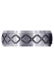 Fancy Carved Contemporary Mens Wedding Band | Satin / High Polish Finish (Luke)