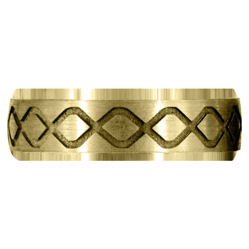 Yellow Gold Fancy Carved Contemporary Mens Wedding Band | Satin / High Polish Finish (Luke)