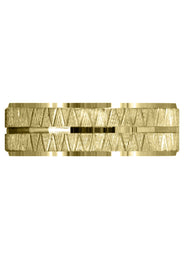 Yellow Gold Fancy Carved Contemporary Mens Wedding Band | Diamond Cut Finish (Levi)