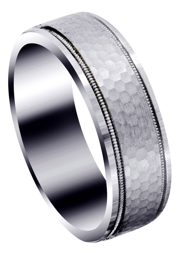 Fancy Carved Contemporary Mens Wedding Band | Satin / Hish Polish Finish (Christian)