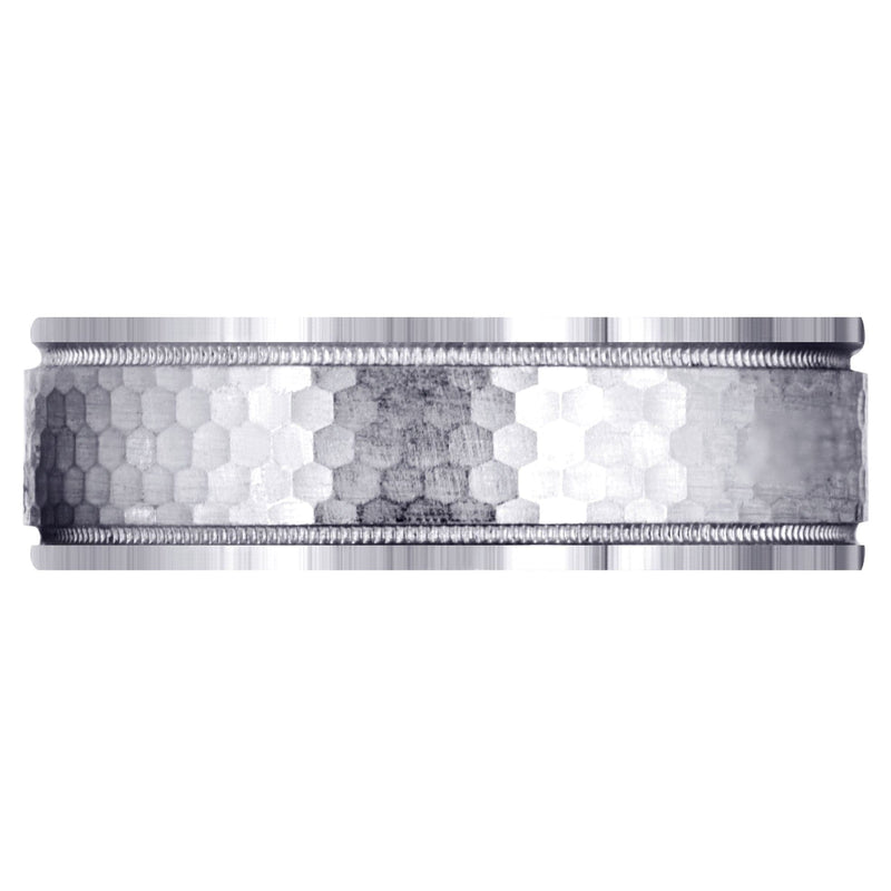 Fancy Carved Contemporary Mens Wedding Band | Satin / Hish Polish Finish (Christian)