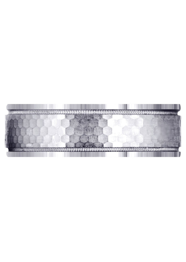 Fancy Carved Contemporary Mens Wedding Band | Satin / Hish Polish Finish (Christian)