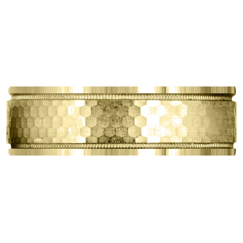 Yellow Gold Fancy Carved Contemporary Mens Wedding Band | Satin / Hish Polish Finish (Christian)