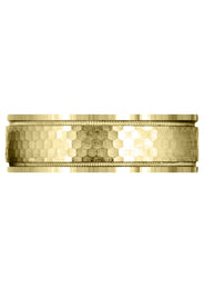 Yellow Gold Fancy Carved Contemporary Mens Wedding Band | Satin / Hish Polish Finish (Christian)
