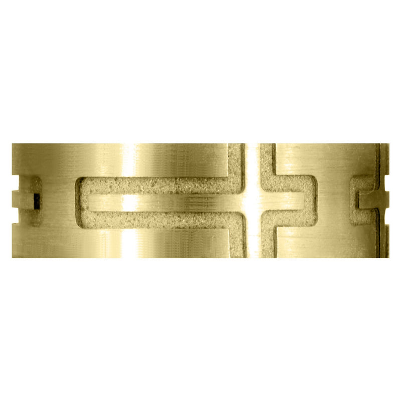 Yellow Gold Fancy Carved Religious Mens Wedding Band | Satin Finish (Jaxon)