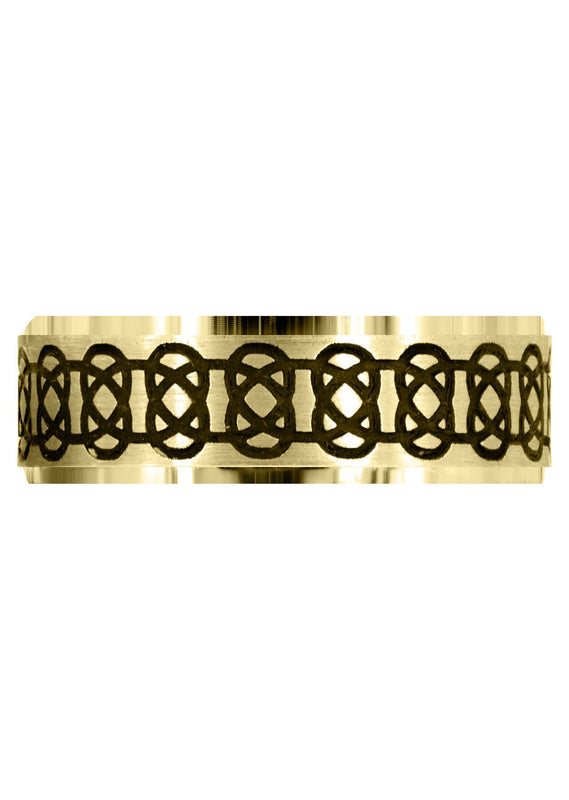 Yellow Gold Contemporary Unique Mens Wedding Band | Satin / Hish Polish Finish (Julian)