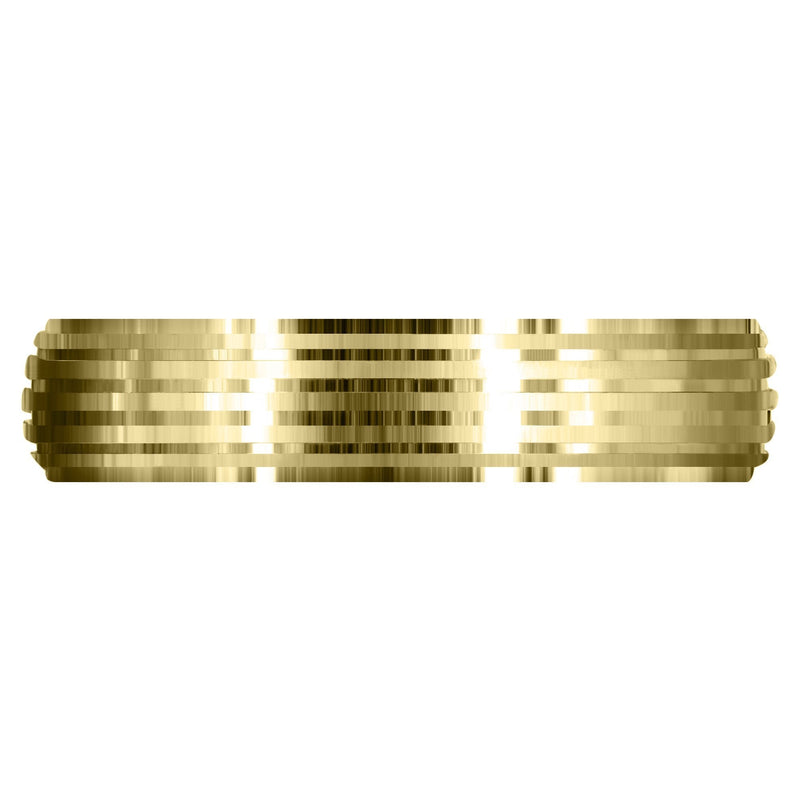Yellow Gold Carved Simple Mens Wedding Band | High Polish Finish (Landon)