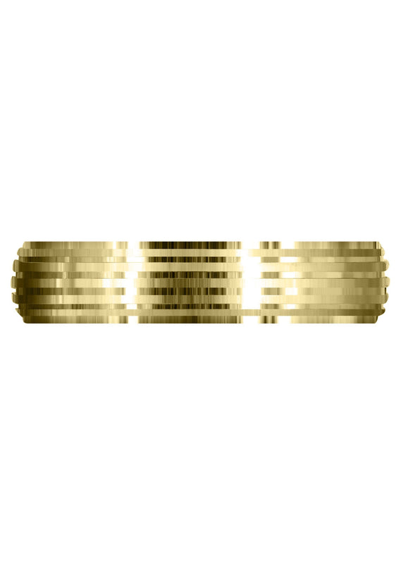 Yellow Gold Carved Simple Mens Wedding Band | High Polish Finish (Landon)