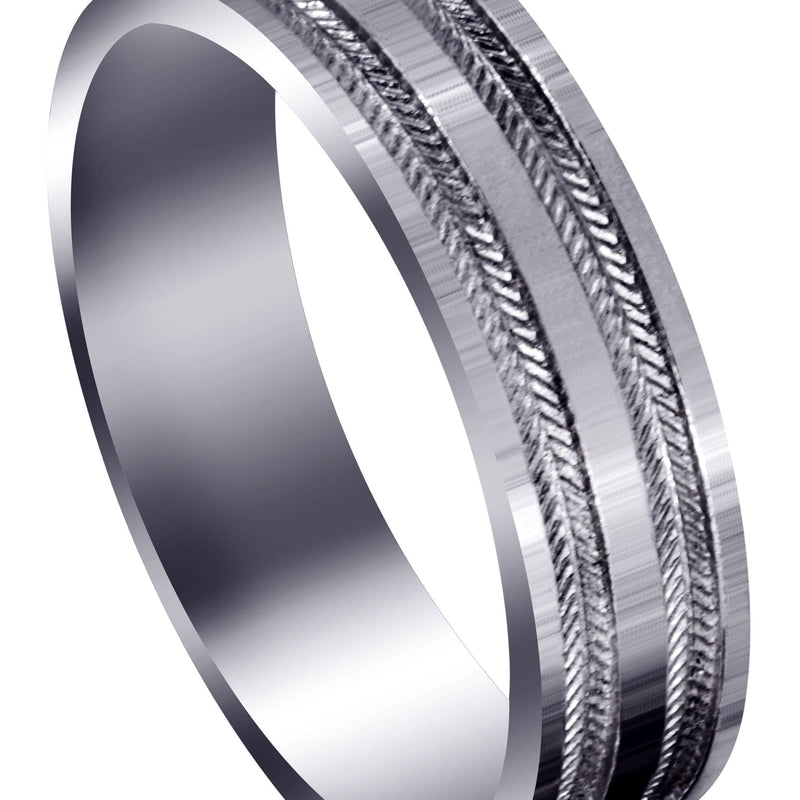 Carved Simple Mens Wedding Band | High Polish Finish (Grayson)