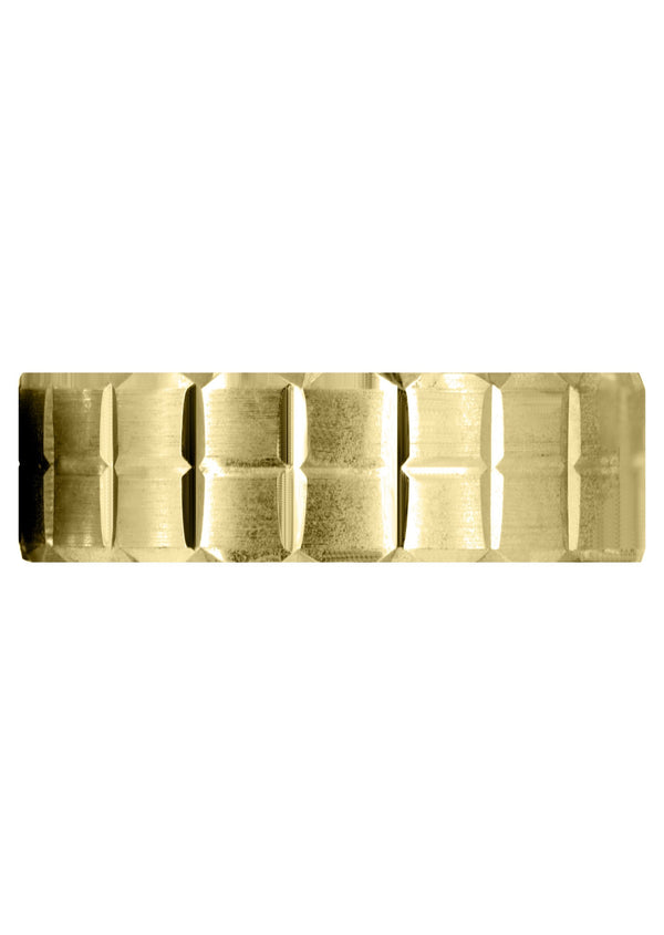 Yellow Gold Carved Diamond Cut Mens Wedding Band | Satin Finish (Jonathan)