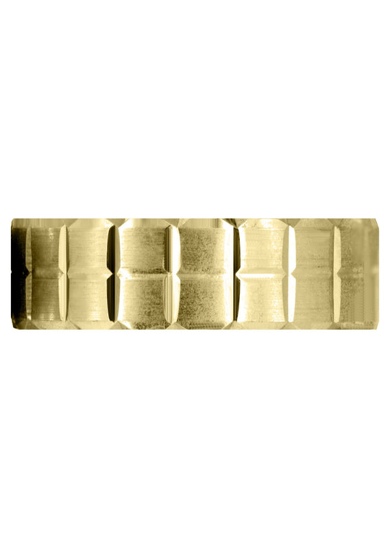 Yellow Gold Carved Diamond Cut Mens Wedding Band | Satin Finish (Jonathan)