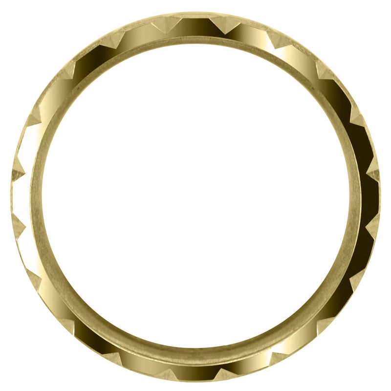 Yellow Gold Carved Diamond Cut Mens Wedding Band | Satin Finish (Jonathan)