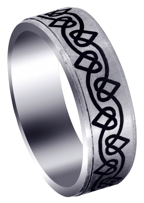 Contemporary Unique Mens Wedding Band | Satin / High Polish Finish (Dylan)