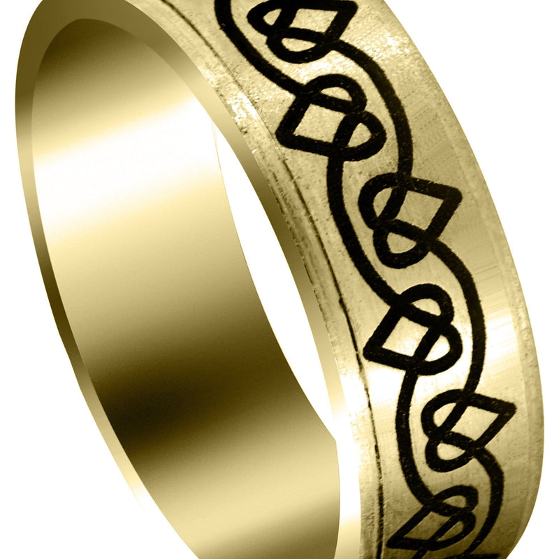 Yellow Gold Contemporary Unique Mens Wedding Band | Satin / High Polish Finish (Dylan)